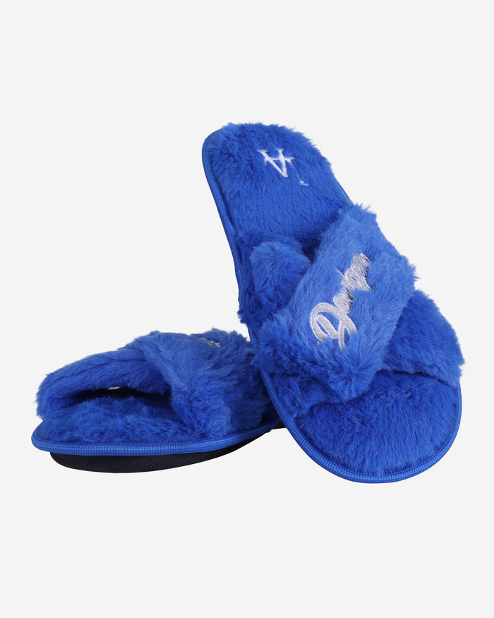 Los Angeles Dodgers Womens Script Wordmark Fur Cross Slide FOCO - FOCO.com