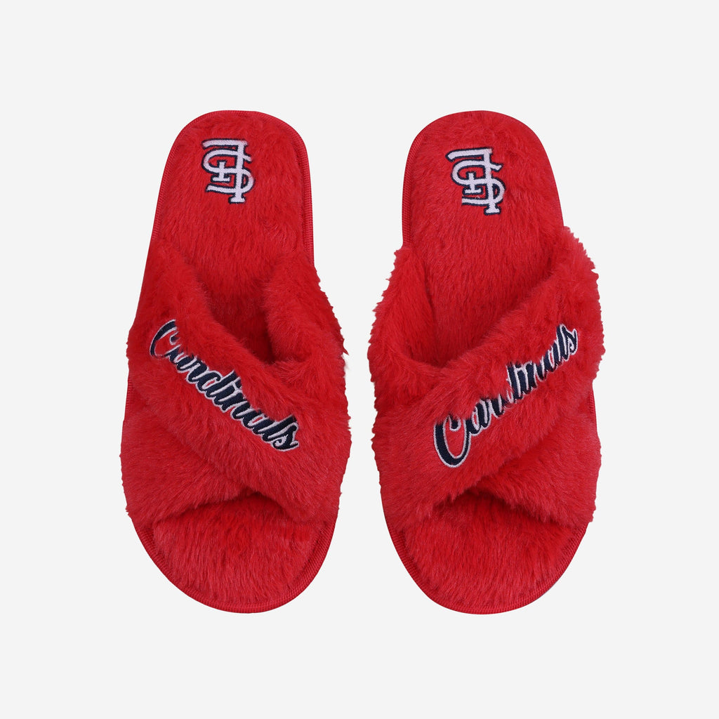 St Louis Cardinals Womens Script Wordmark Fur Cross Slide FOCO S - FOCO.com