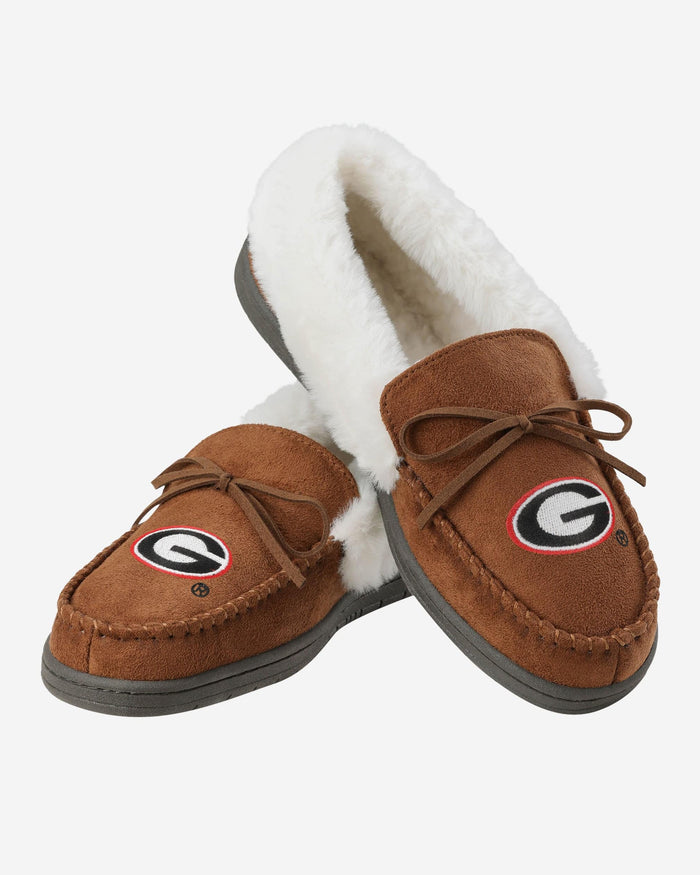 Georgia Bulldogs Womens Tan Moccasin Slipper FOCO - FOCO.com