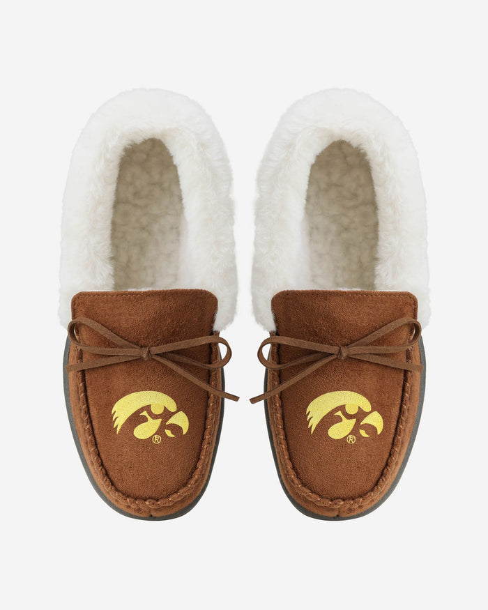 Iowa Hawkeyes Womens Tan Moccasin Slipper FOCO - FOCO.com