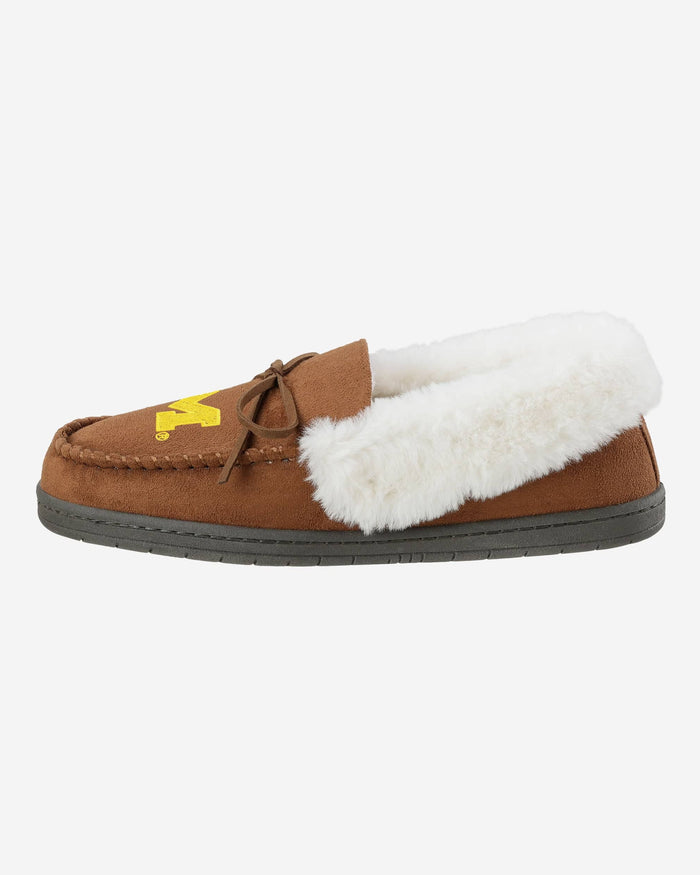 Michigan Wolverines Womens Tan Moccasin Slipper FOCO S - FOCO.com