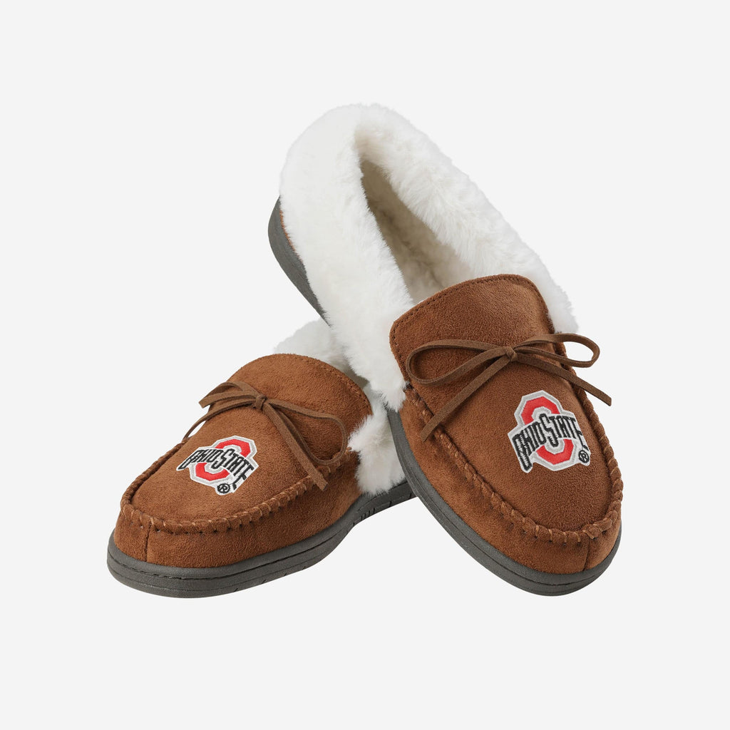 Ohio State Buckeyes Womens Tan Moccasin Slipper FOCO