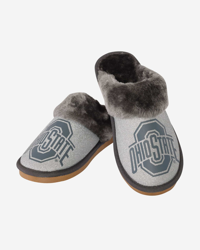 Ohio State Buckeyes Womens Glitter Open Back Fur Moccasin Slipper FOCO - FOCO.com