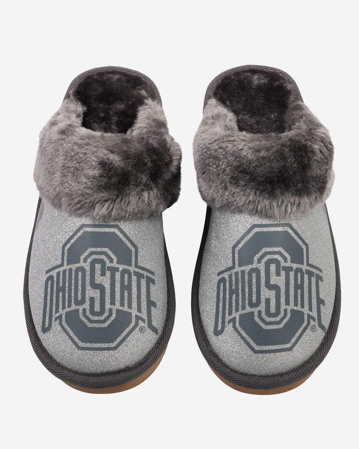 Ohio State Buckeyes Womens Glitter Open Back Fur Moccasin Slipper FOCO - FOCO.com