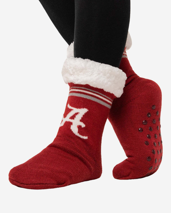 Alabama Crimson Tide Womens Stripe Logo Tall Footy Slipper Socks FOCO - FOCO.com