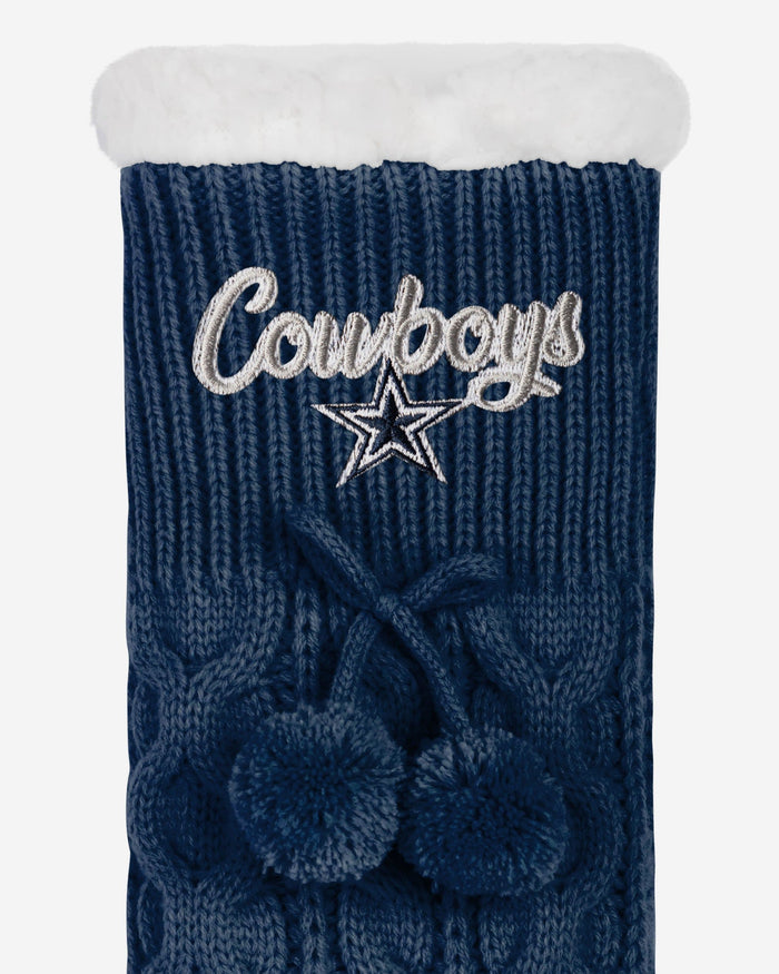 Dallas Cowboys Womens Cable Knit Footy Slipper Socks FOCO - FOCO.com