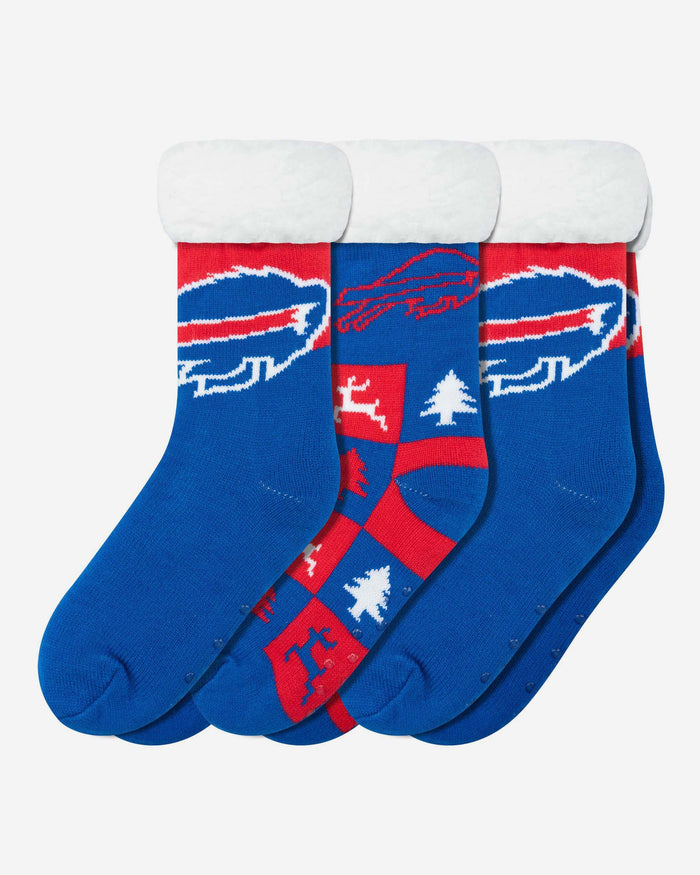 Buffalo Bills Womens Fan Footy 3 Pack Slipper Socks FOCO - FOCO.com