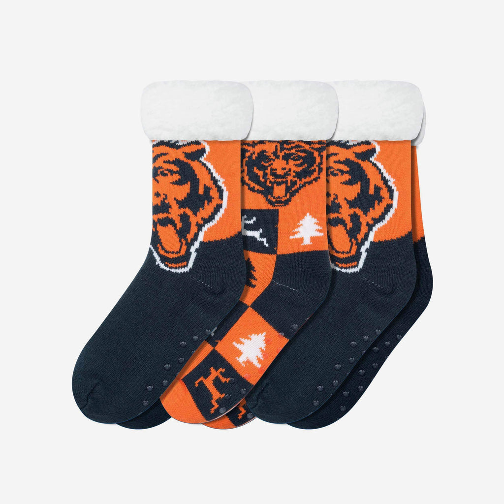 Chicago Bears Womens Fan Footy 3 Pack Slipper Socks FOCO - FOCO.com