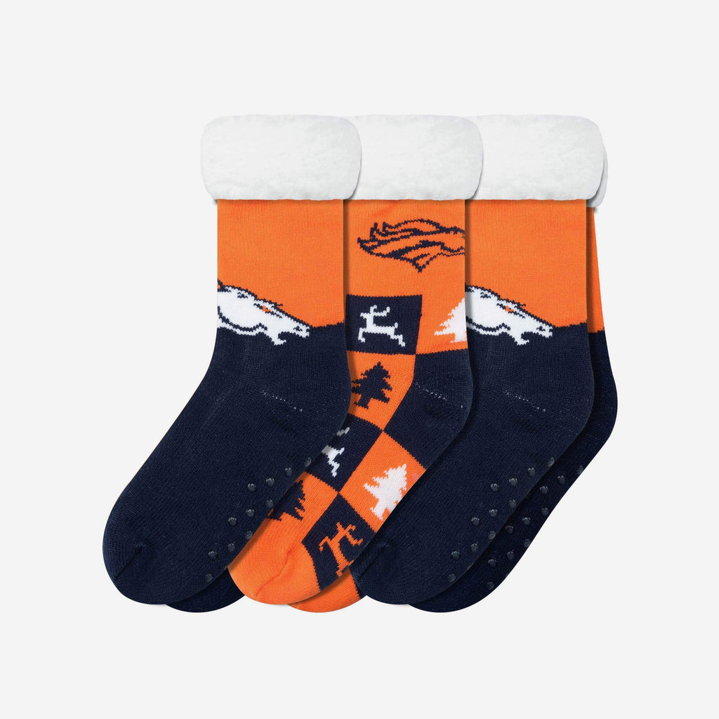 Denver Broncos Womens Fan Footy 3 Pack Slipper Socks FOCO - FOCO.com