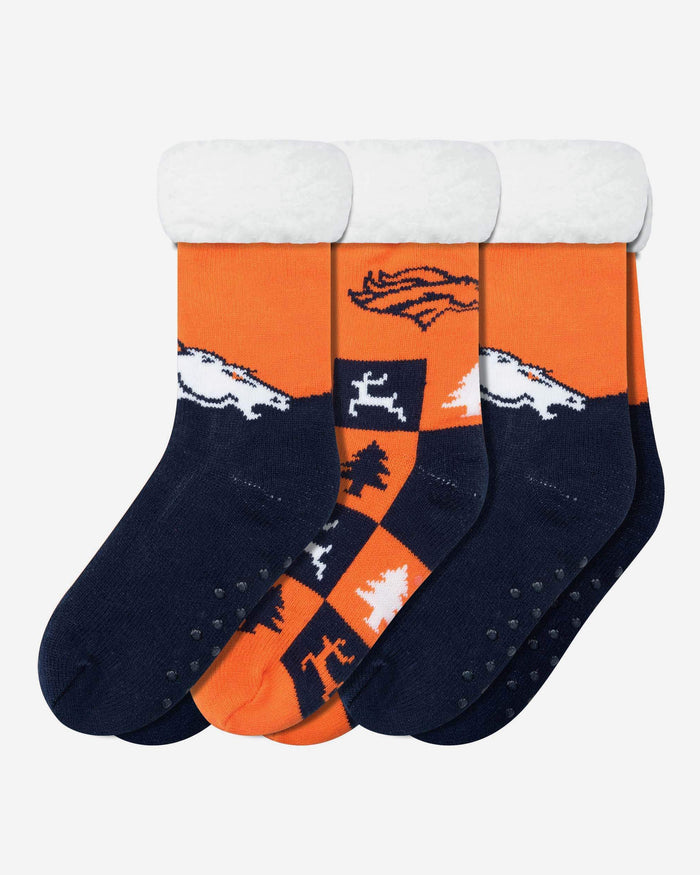 Denver Broncos Womens Fan Footy 3 Pack Slipper Socks FOCO - FOCO.com