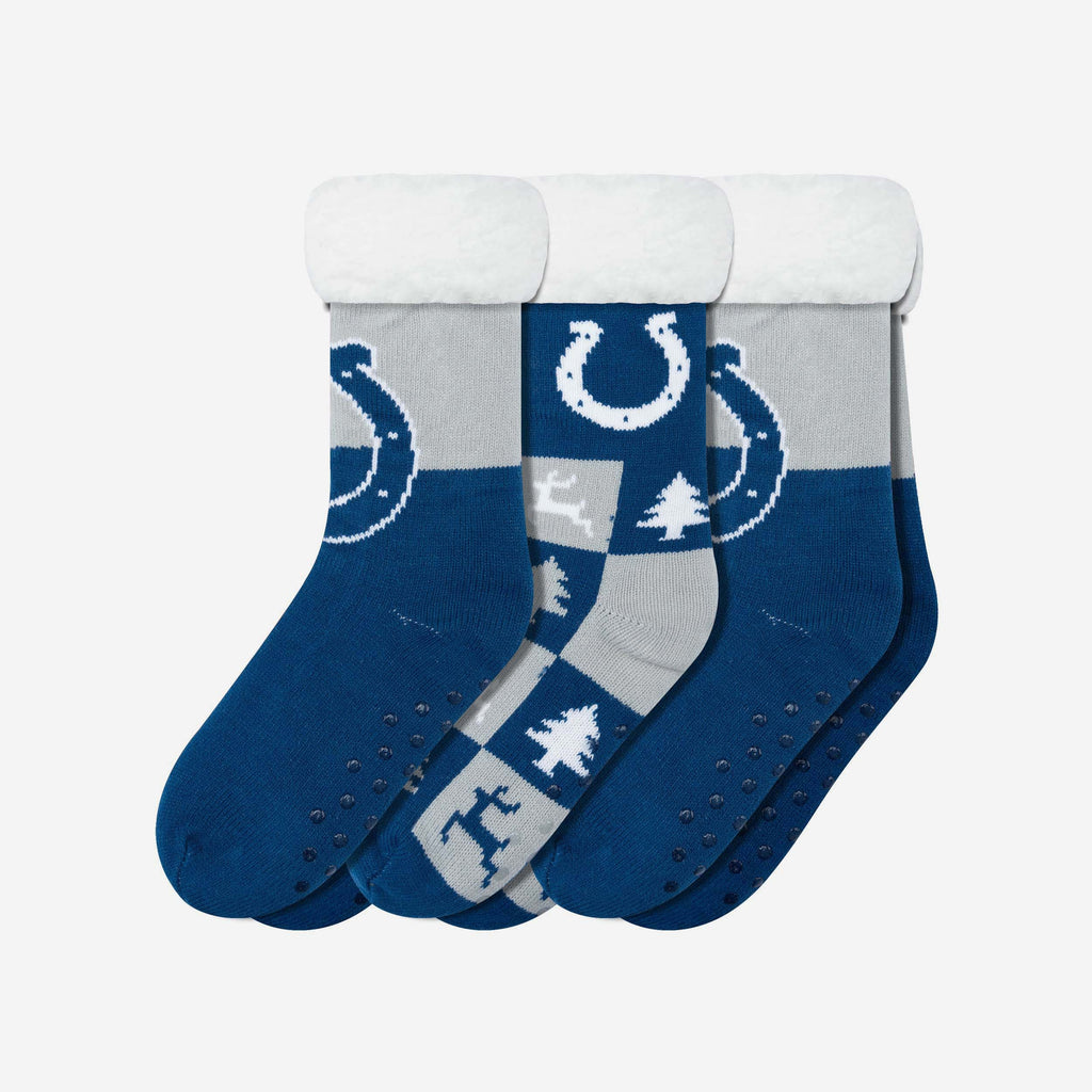 Indianapolis Colts Womens Fan Footy 3 Pack Slipper Socks FOCO - FOCO.com