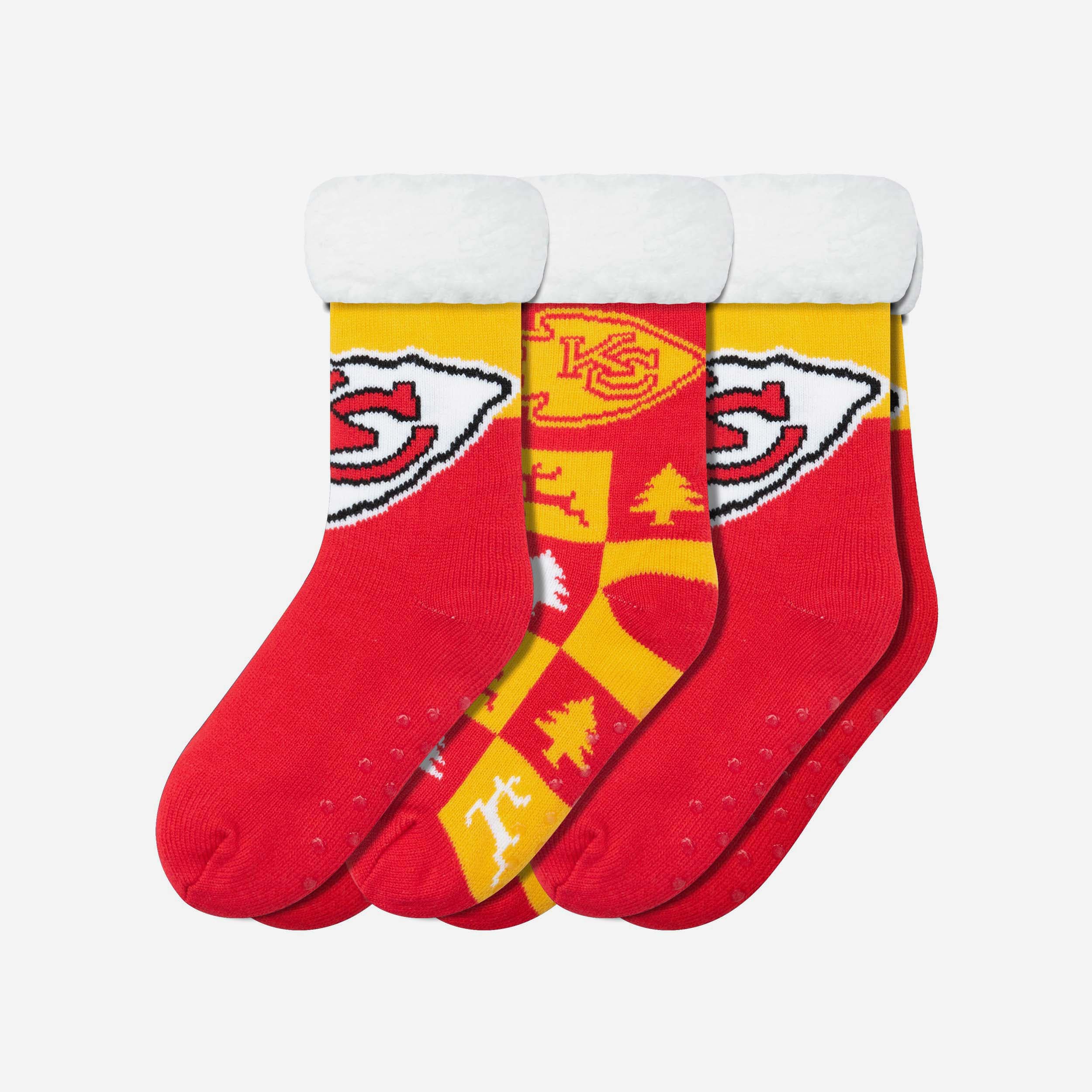 Kansas City Chiefs Womens Fan Footy 3 Pack Slipper Socks FOCO