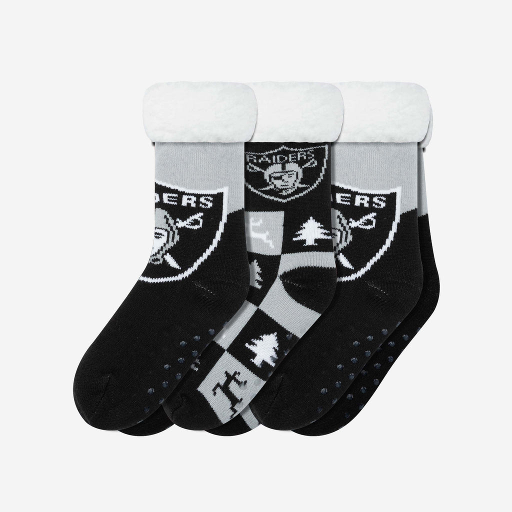 Las Vegas Raiders Womens Fan Footy 3 Pack Slipper Socks FOCO - FOCO.com