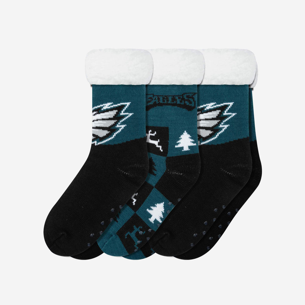 Philadelphia Eagles Womens Fan Footy 3 Pack Slipper Socks FOCO - FOCO.com