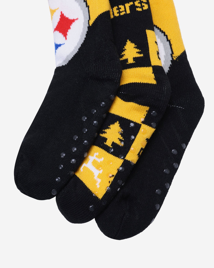 Pittsburgh Steelers Womens Fan Footy 3 Pack Slipper Socks FOCO - FOCO.com