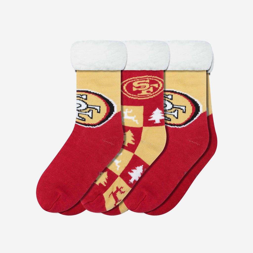 San Francisco 49ers Womens Fan Footy 3 Pack Slipper Socks FOCO - FOCO.com