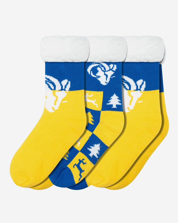 Los Angeles Rams Womens Fan Footy 3 Pack Slipper Socks FOCO - FOCO.com