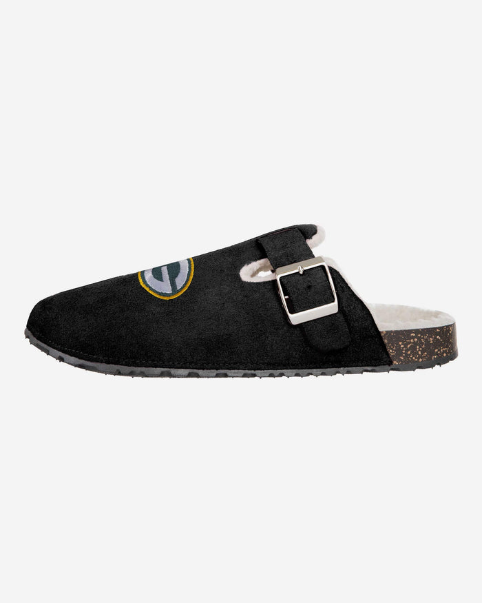 Green Bay Packers Womens Fur Buckle Clog Slipper FOCO - FOCO.com