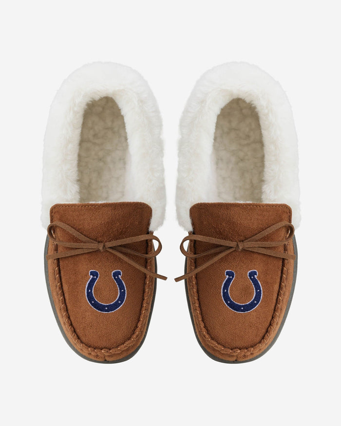 Indianapolis Colts Womens Tan Moccasin Slipper FOCO - FOCO.com