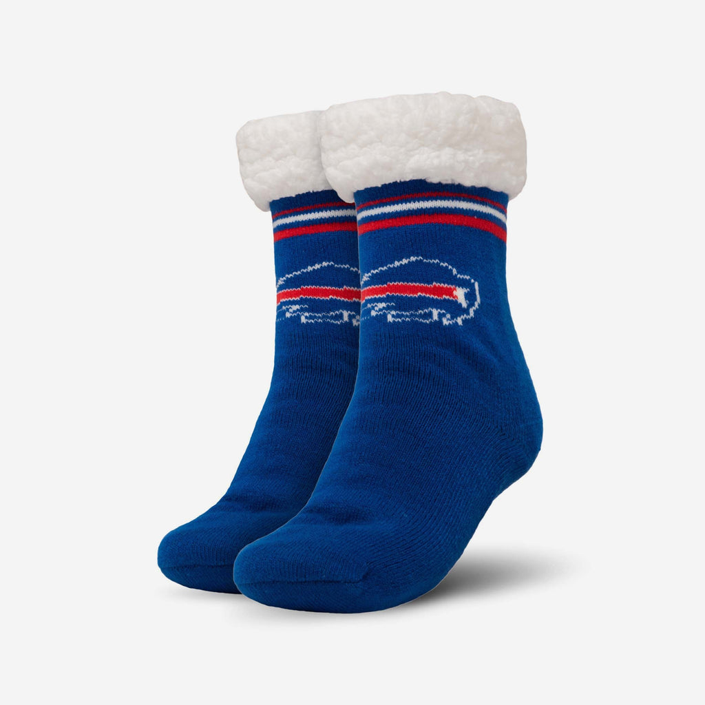 Buffalo Bills Womens Stripe Logo Tall Footy Slipper Socks FOCO - FOCO.com