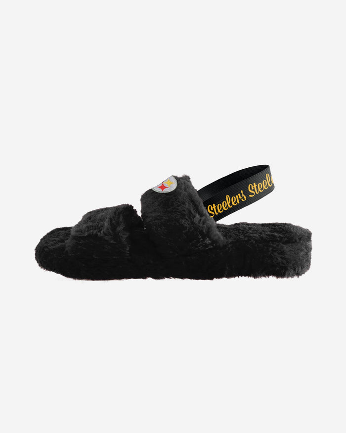 Pittsburgh Steelers Womens Heel Strap Wordmark Fur Slide FOCO - FOCO.com