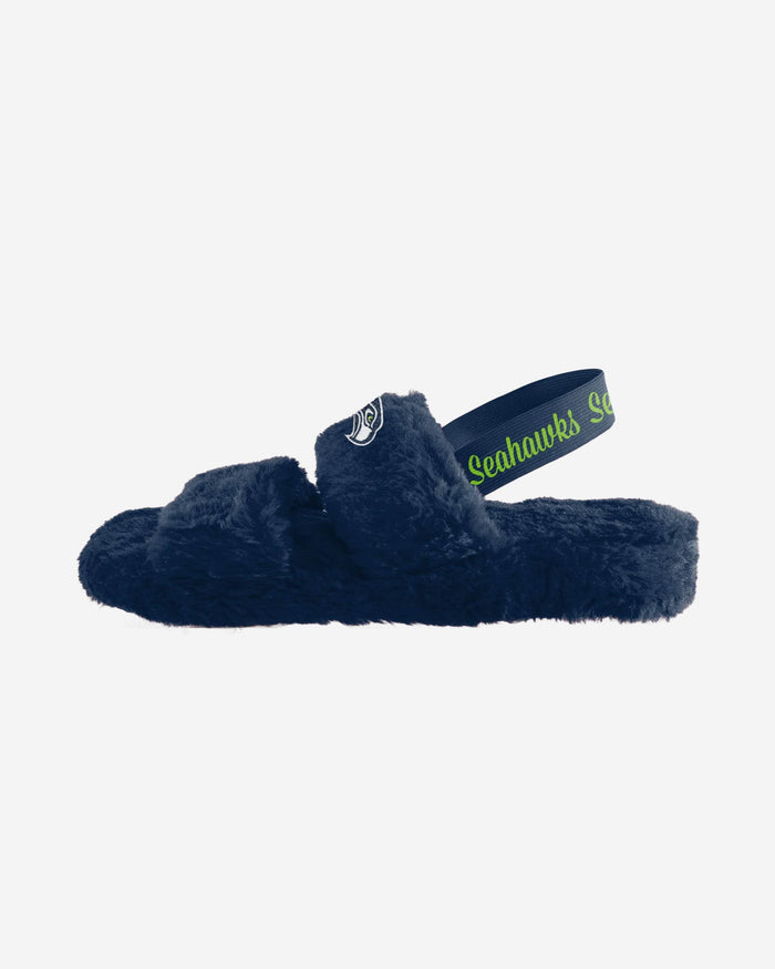 Seattle Seahawks Womens Heel Strap Wordmark Fur Slide FOCO - FOCO.com