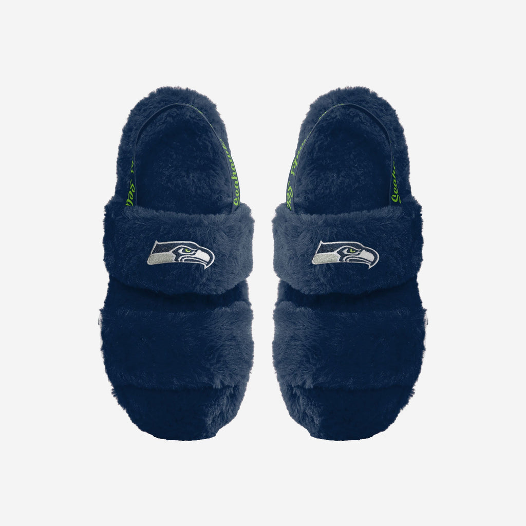 Seattle Seahawks Womens Heel Strap Wordmark Fur Slide FOCO S - FOCO.com