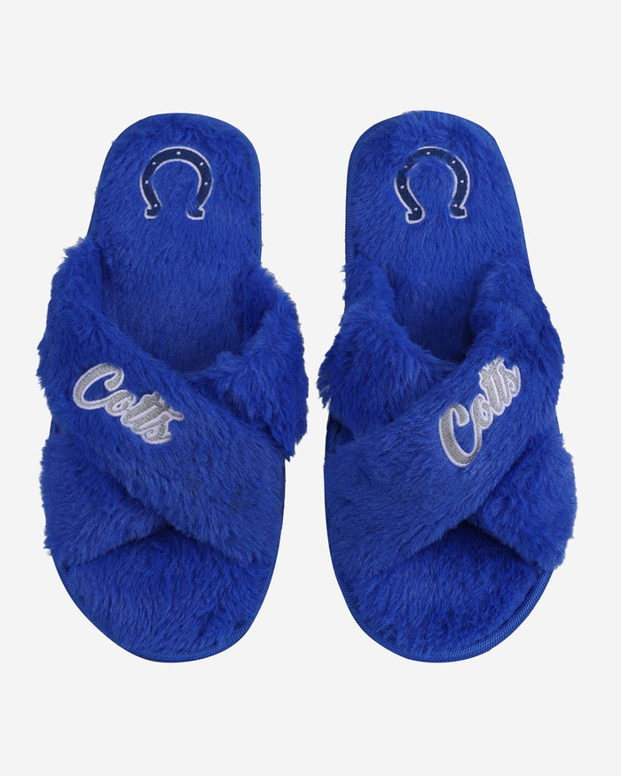 Indianapolis Colts Womens Script Wordmark Fur Cross Slide FOCO S - FOCO.com