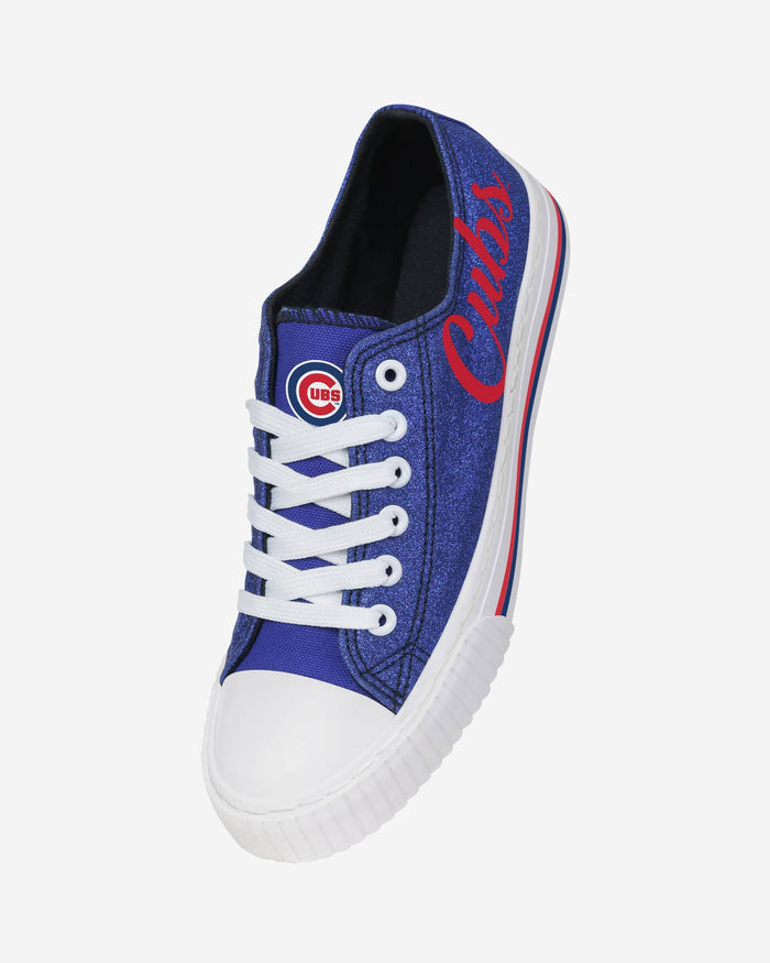 Women's FOCO Chicago Cubs Glitter Sneakers in White