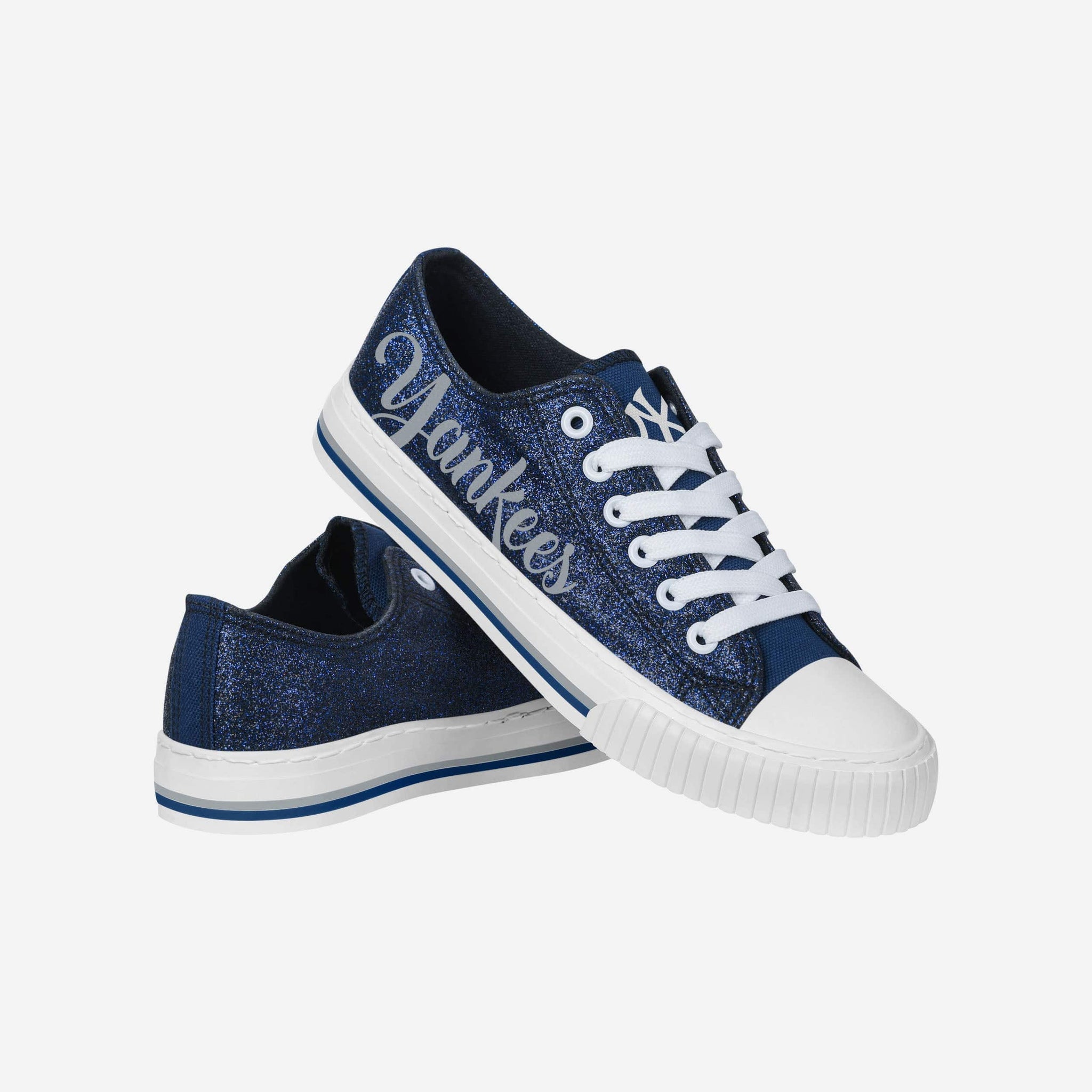 Women's FOCO New York Yankees Glitter Sneakers in White