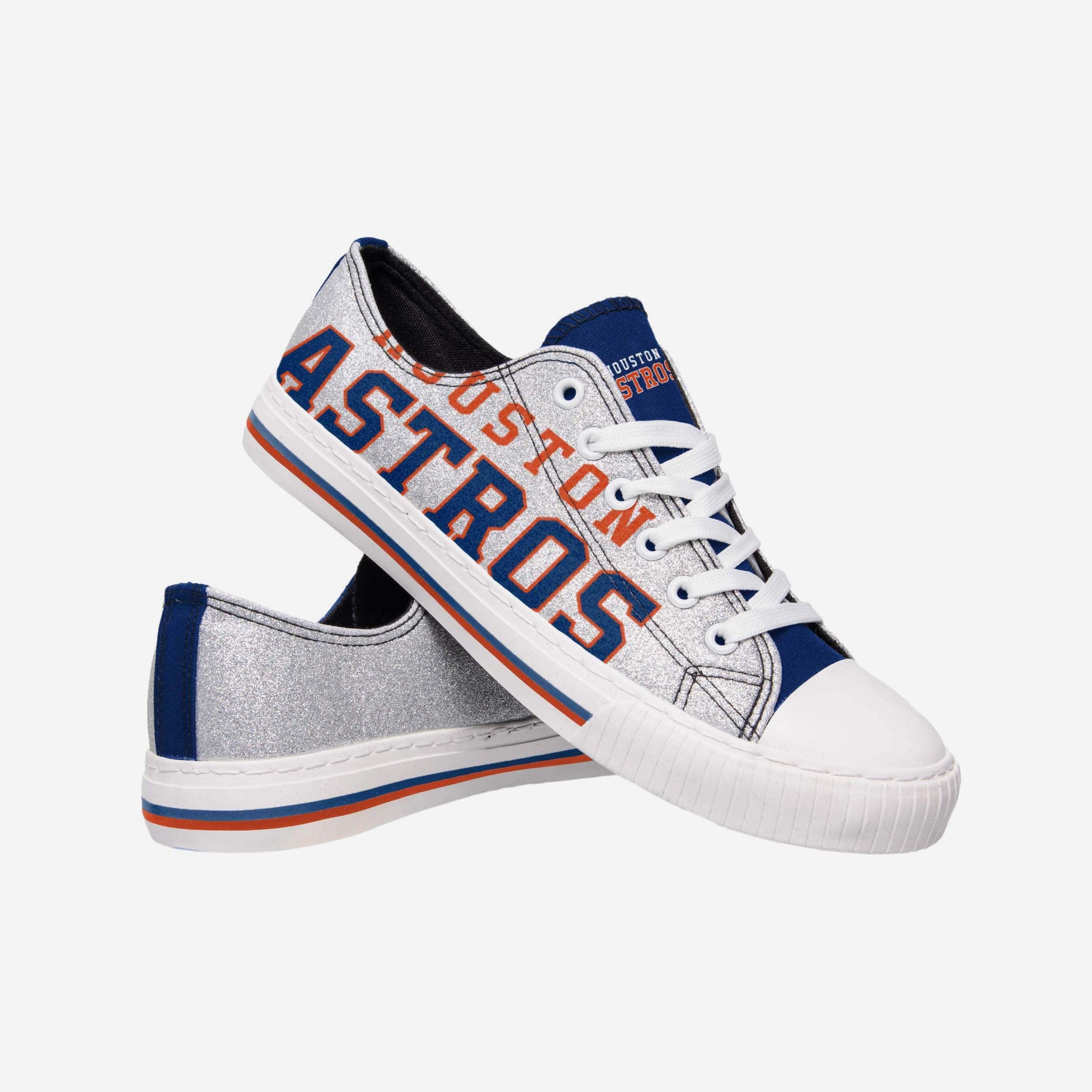 Houston Astros Womens Glitter Low Top Canvas Shoe, Size: 8