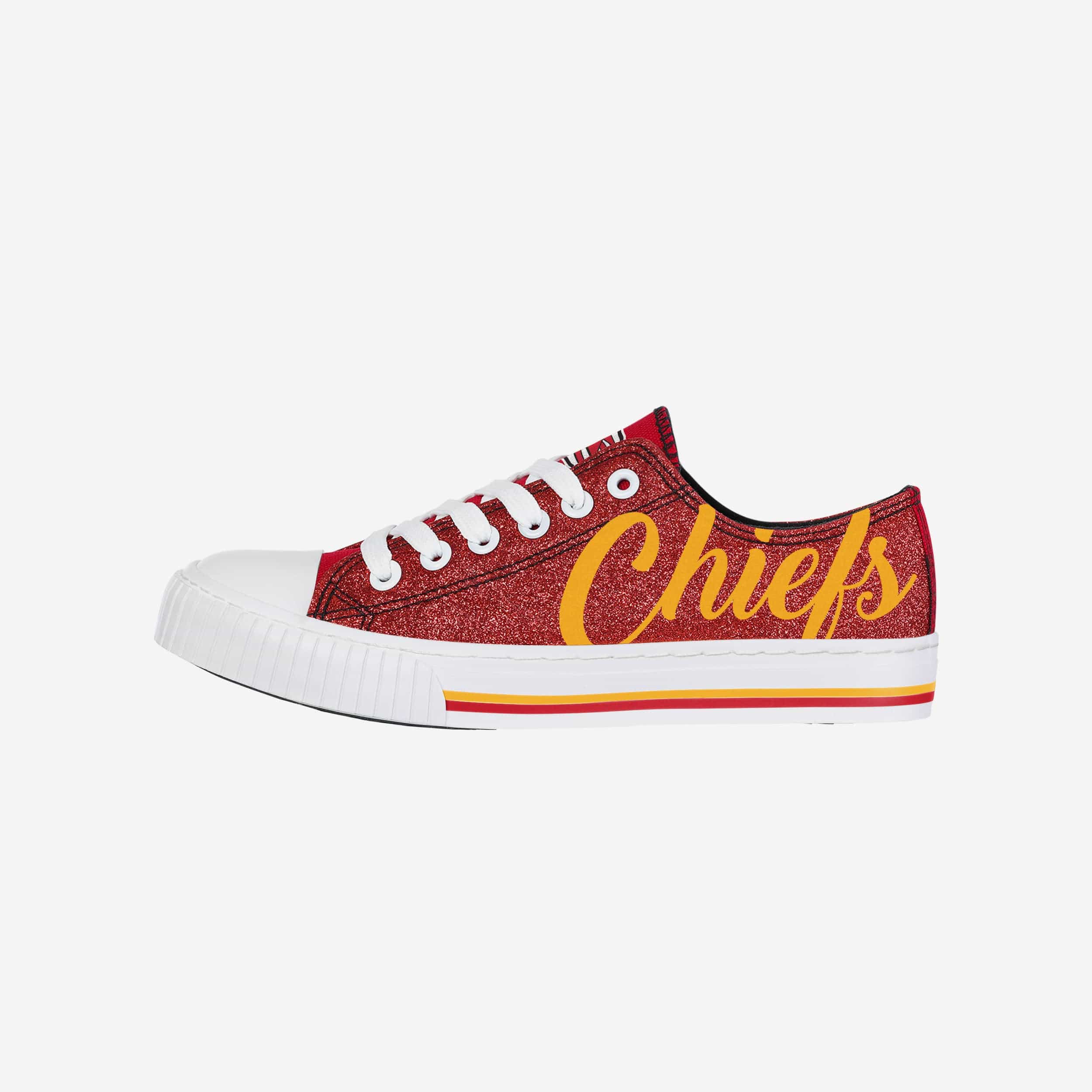 Kansas City Chiefs Womens Color Glitter Low Top Canvas Shoes