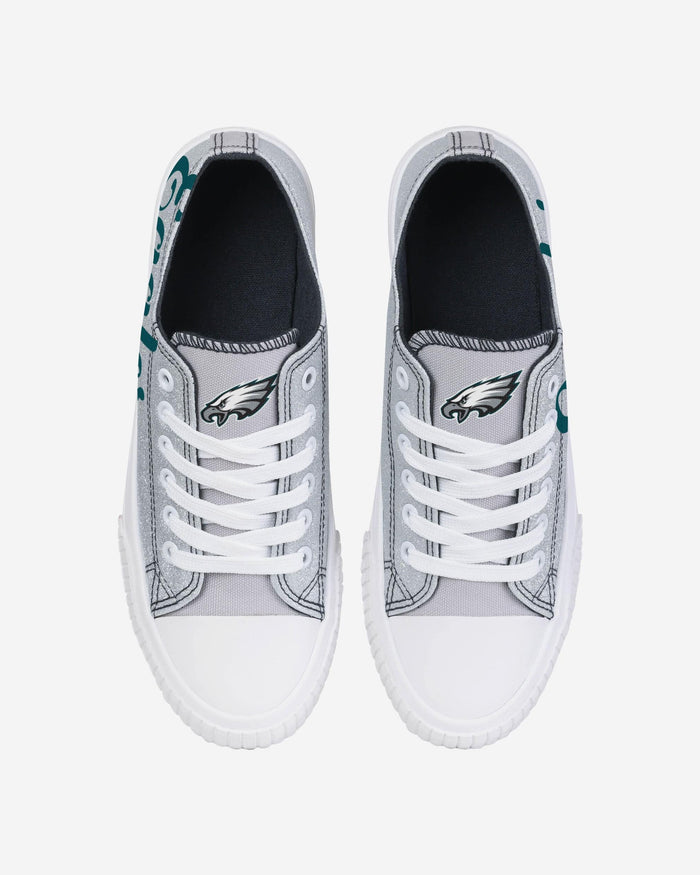 Philadelphia Eagles Womens Color Glitter Low Top Canvas Shoes FOCO - FOCO.com