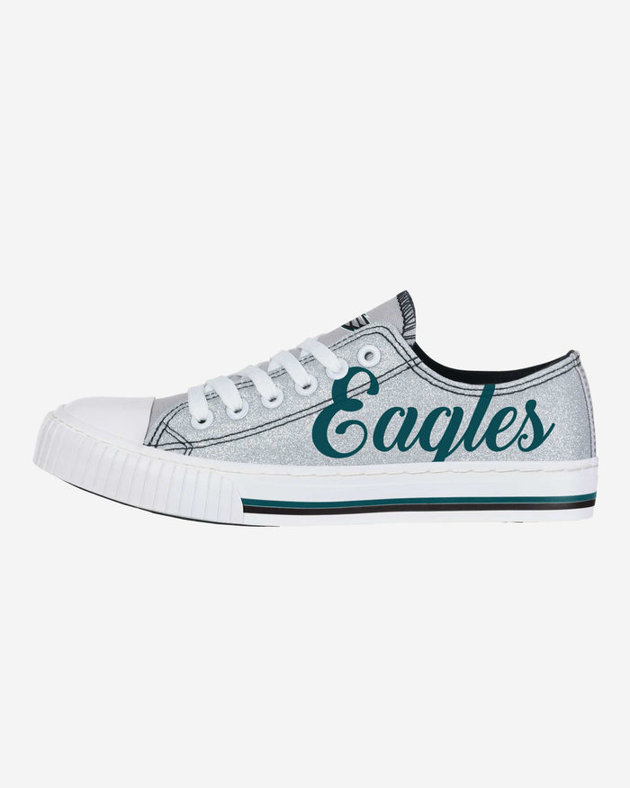 Philadelphia Eagles Womens Color Glitter Low Top Canvas Shoes FOCO 6 - FOCO.com