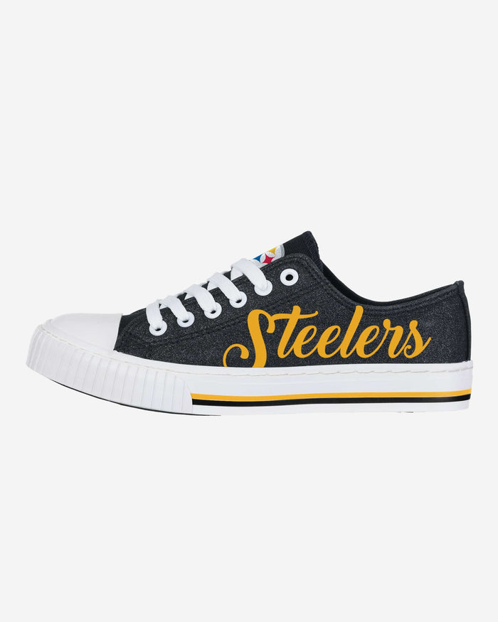 FOCO Pittsburgh Steelers NFL Womens Color Glitter Canvas Shoes - 7