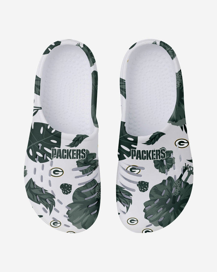 Green Bay Packers Womens Floral White Clog FOCO - FOCO.com