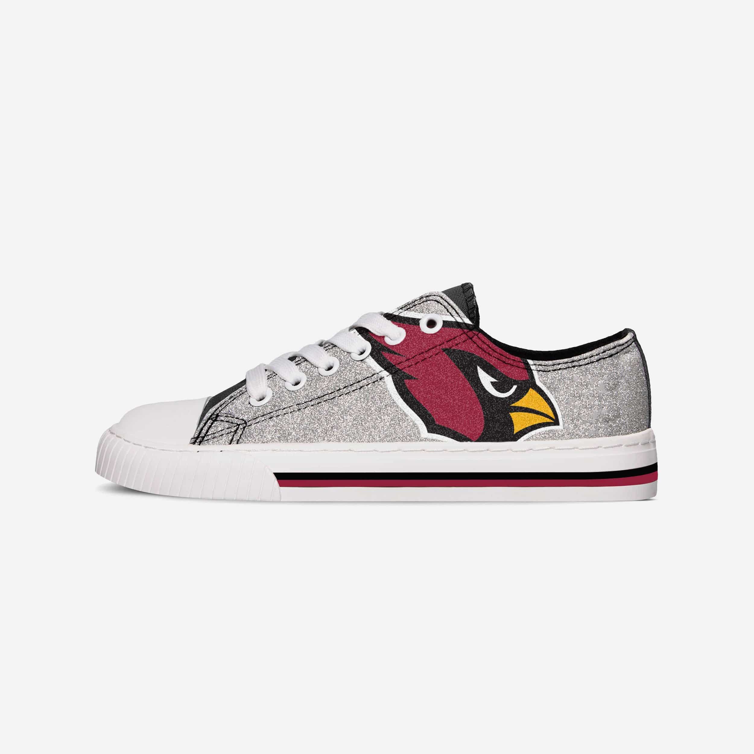 FOCO Arizona Cardinals NFL Womens Glitter Low Top Canvas Shoes - 6