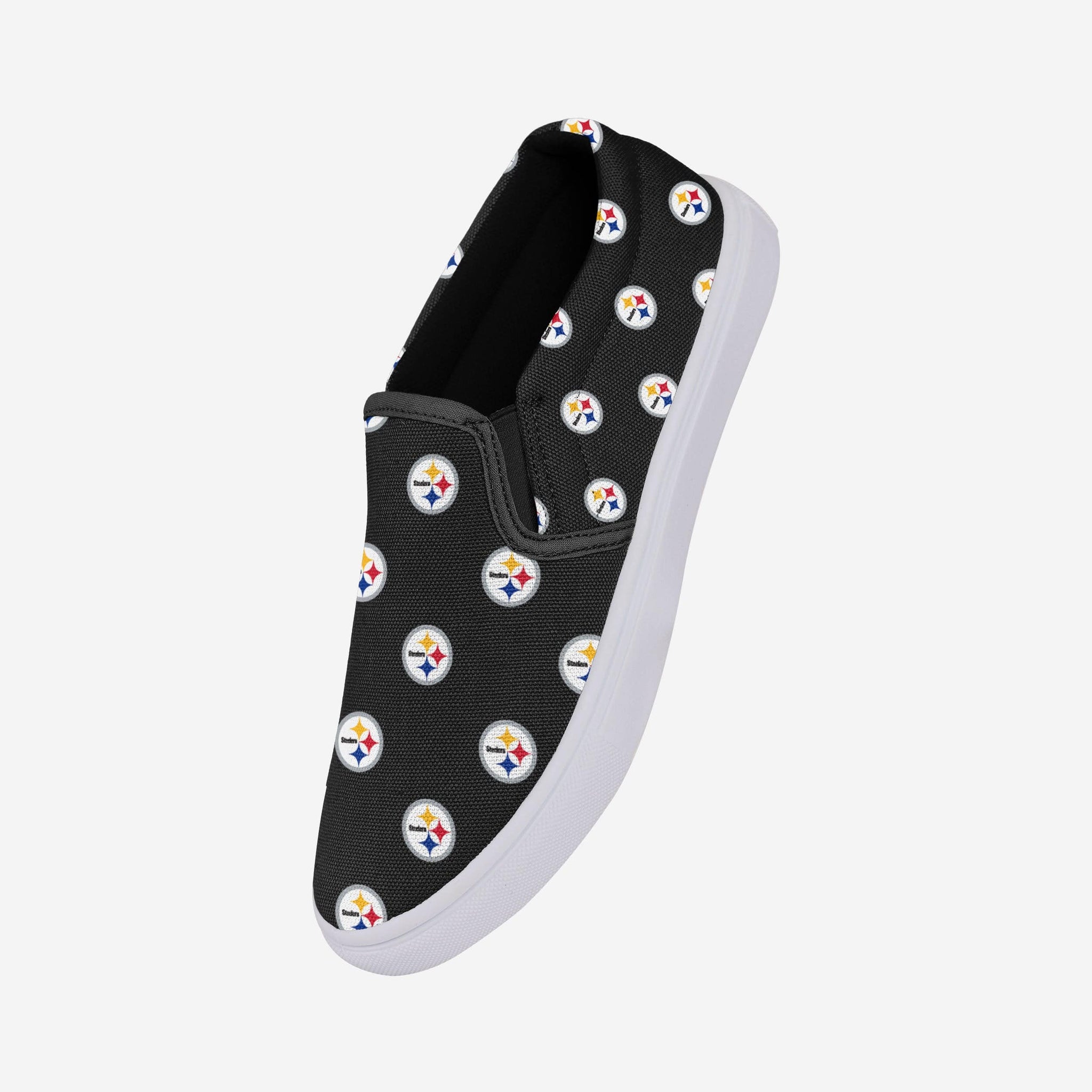 Pittsburgh Steelers FOCO Women's Flower Canvas Allover Shoes - Black