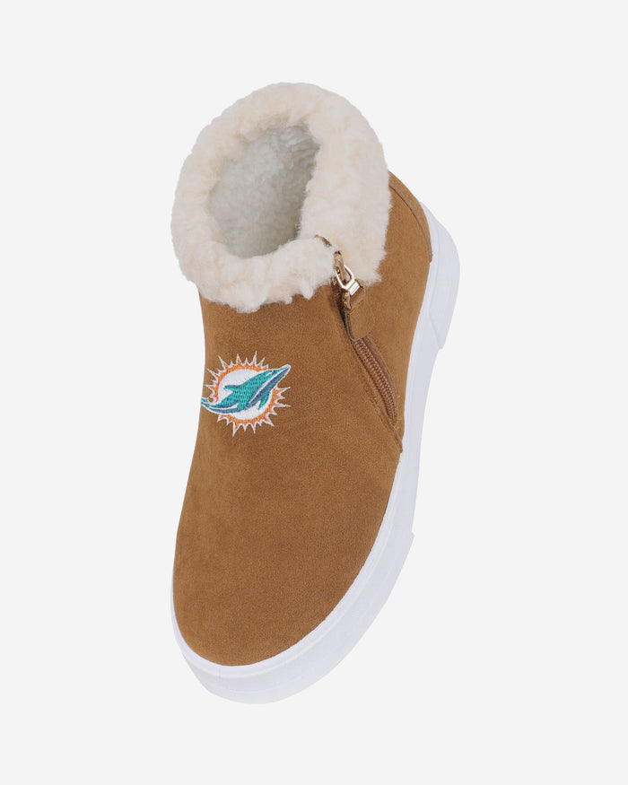 Miami Dolphins Womens Fuzzy Brim Zipper Boot FOCO - FOCO.com