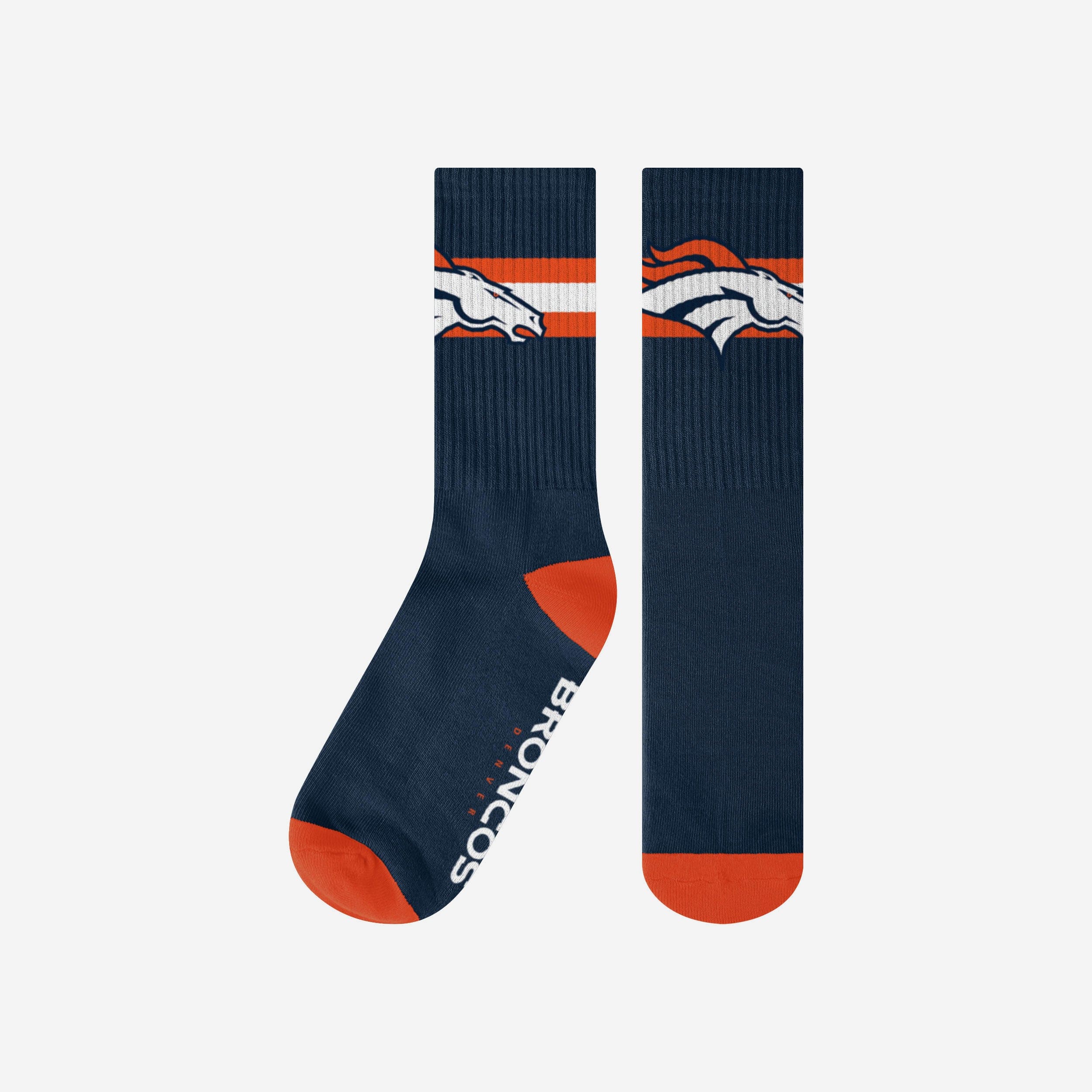 Denver Broncos Team Stripe Crew Socks, Mens Size: S/M