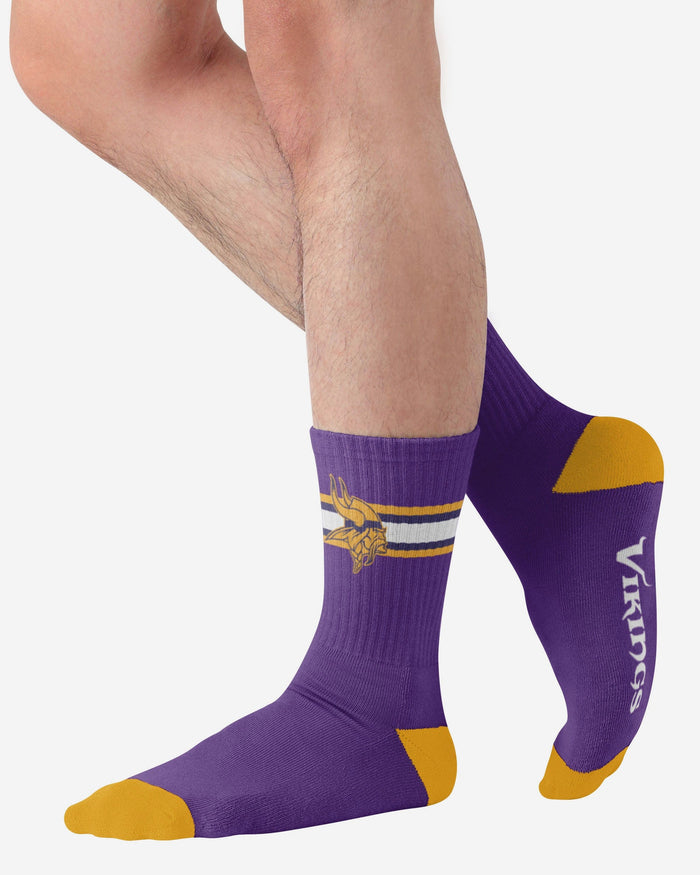 Minnesota Vikings Team Stripe Crew Socks FOCO - FOCO.com