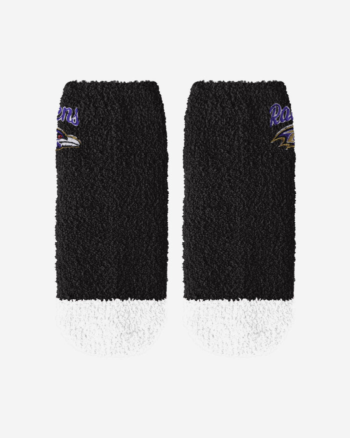 Baltimore Ravens 2 Pack Womens Script Logo Fuzzy Ankle Socks FOCO - FOCO.com