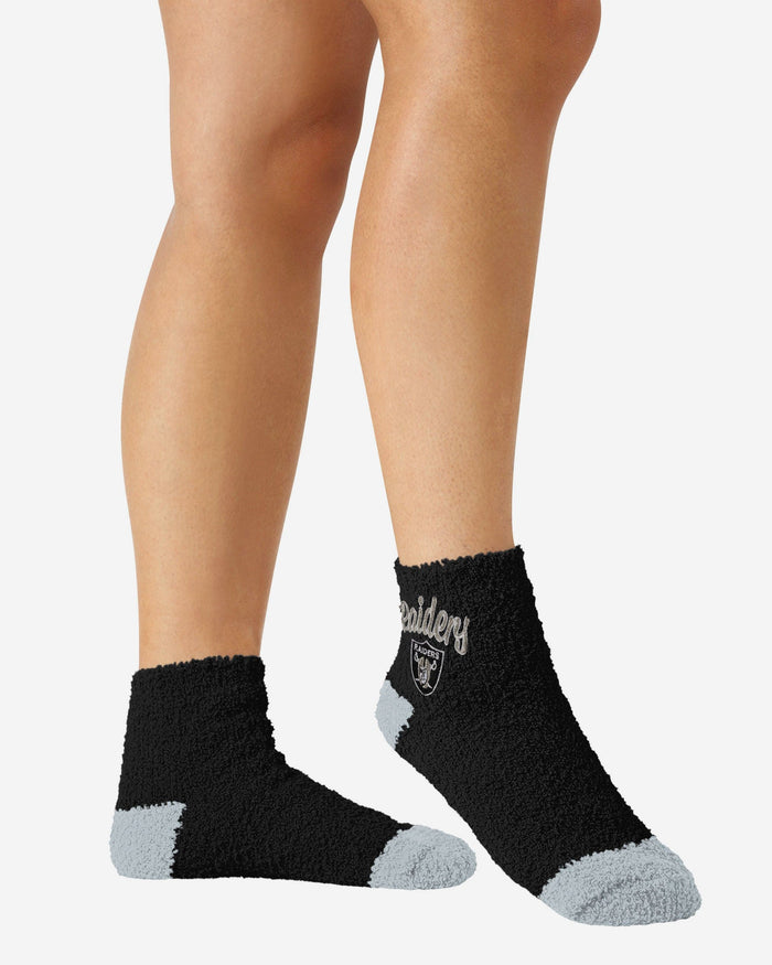 Las Vegas Raiders 2 Pack Womens Script Logo Fuzzy Ankle Socks FOCO - FOCO.com