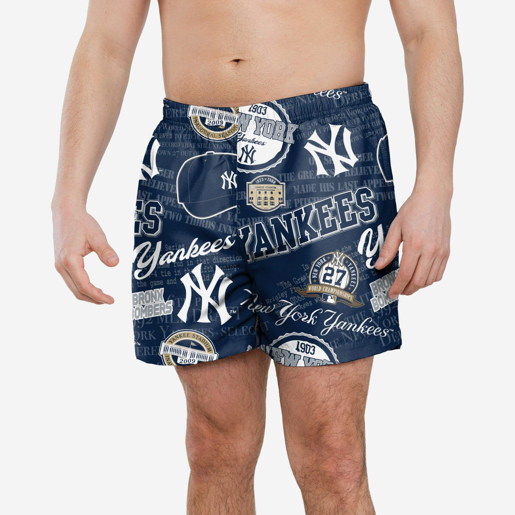 New York Yankees Logo Rush Swimming Trunks FOCO S - FOCO.com