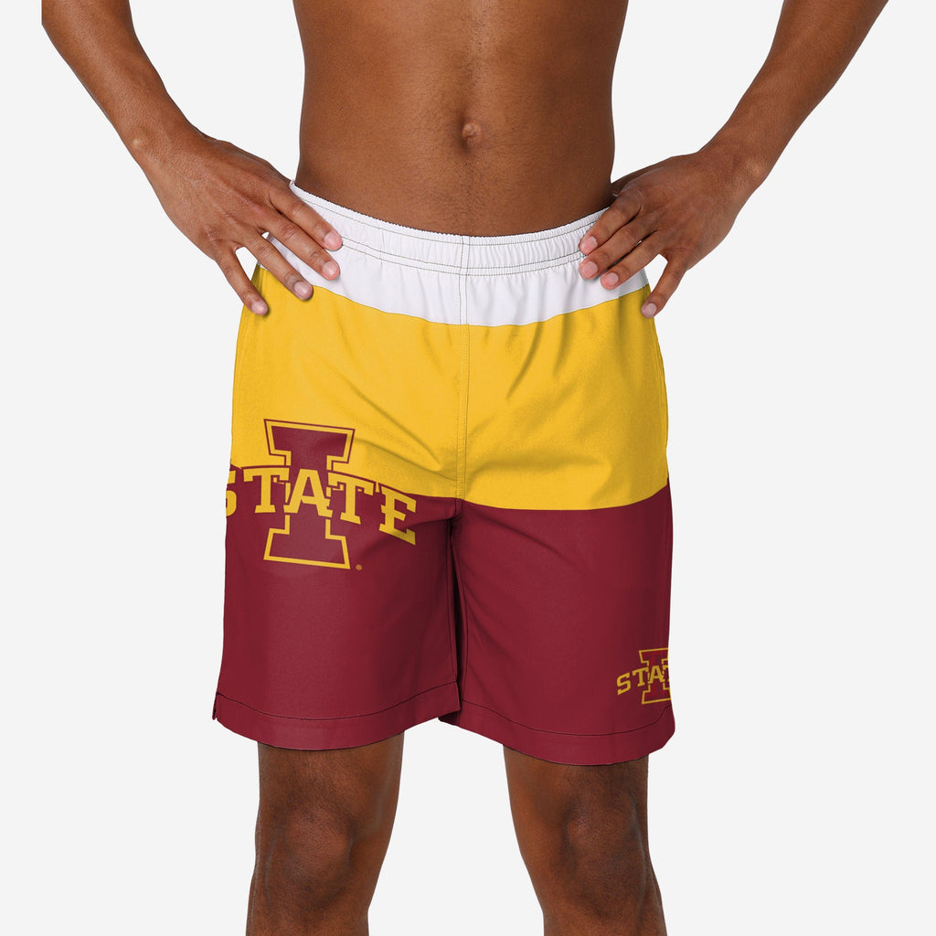 Iowa State Cyclones 3 Stripe Big Logo Swimming Trunks FOCO S - FOCO.com