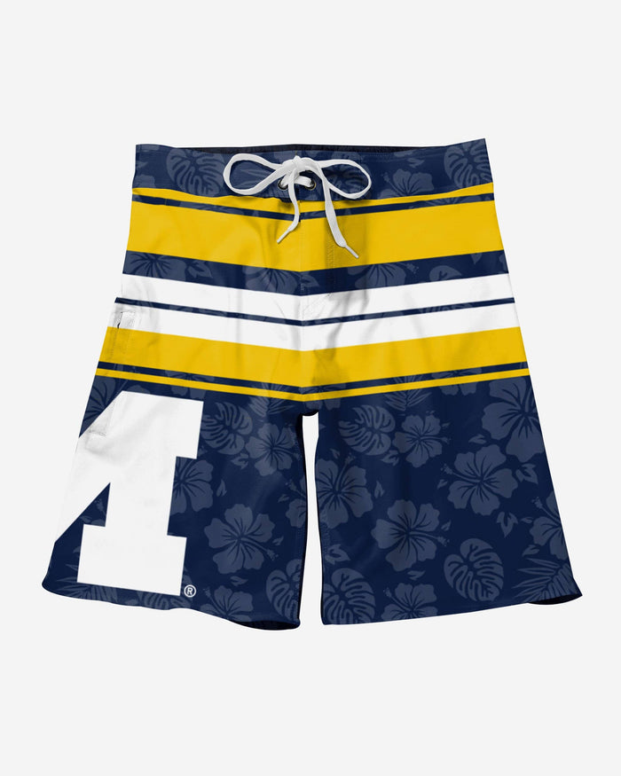 Michigan Wolverines Hibiscus Boardwalk Stripe Boardshorts FOCO - FOCO.com