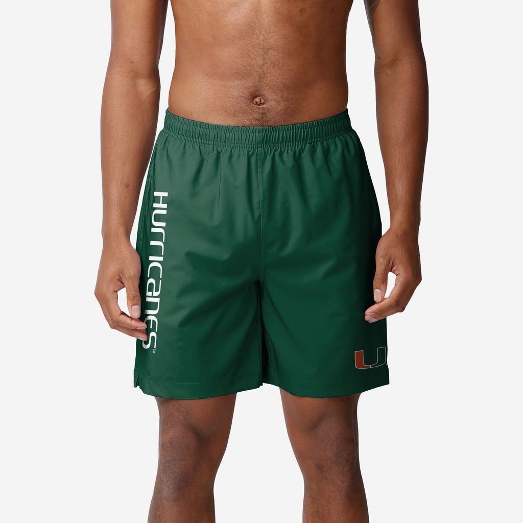 Miami Hurricanes Solid Wordmark Traditional Swimming Trunks FOCO S - FOCO.com