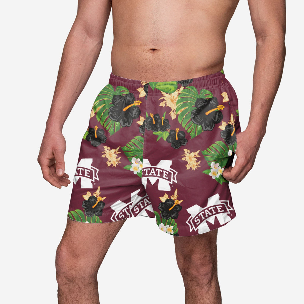 Mississippi State Bulldogs Floral Swimming Trunks FOCO S - FOCO.com