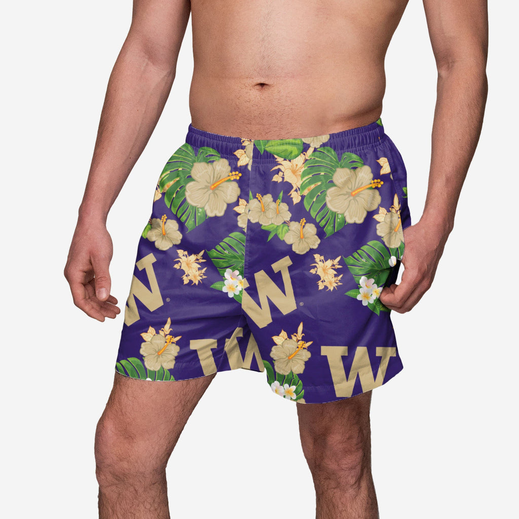 Washington Huskies Original Floral Swimming Trunks FOCO S - FOCO.com