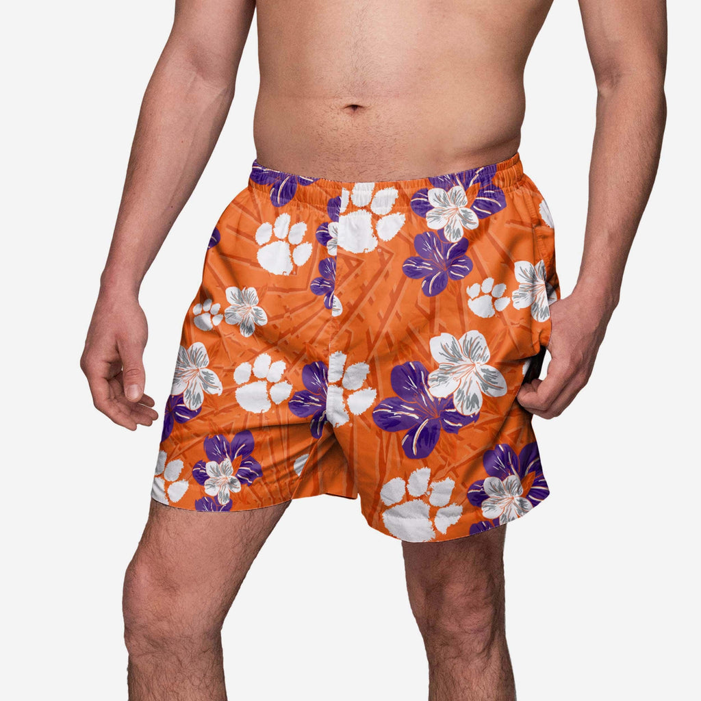 Clemson Tigers Hibiscus Swimming Trunks FOCO S - FOCO.com